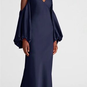 NWT Halston Elegant Binnie Navy Blue Women's Dress sz 0